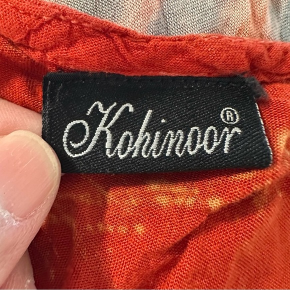 Kohinoor women's one size sleeveless orange tie dye asymmetrical dress - Picture 5 of 6